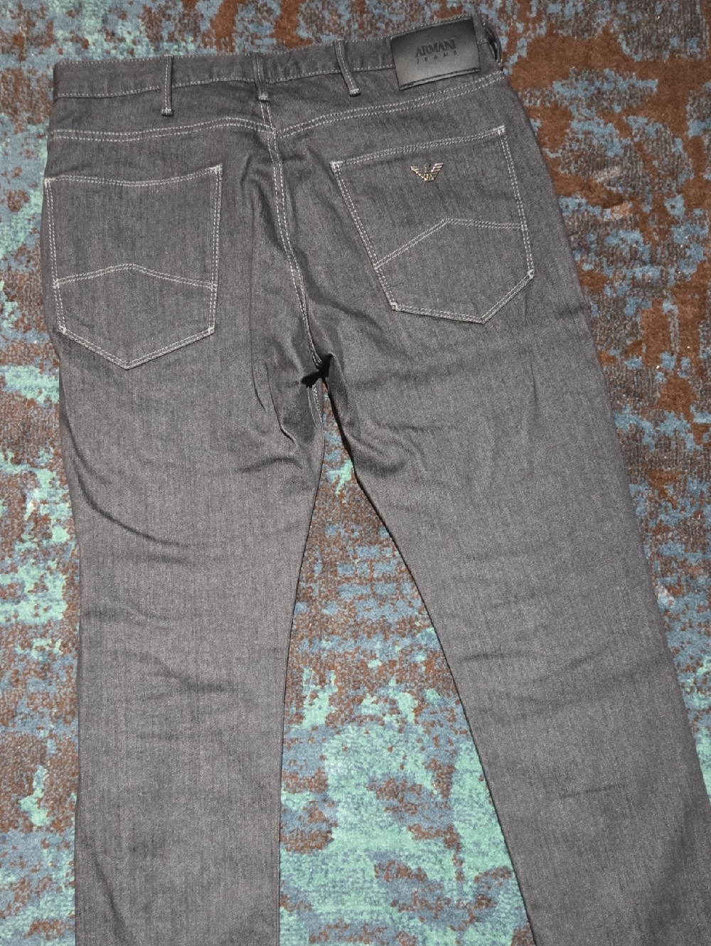 Emporio Armani Gray Straight-Leg Jeans with Logo Patch